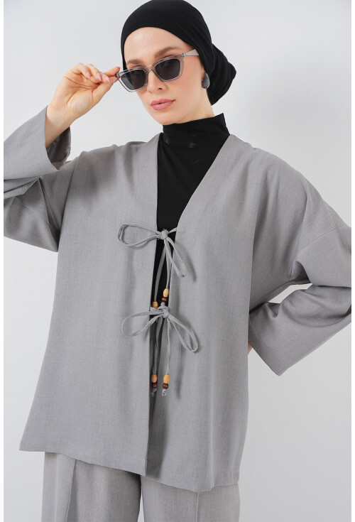 Kadın Keten Kimono İkili Takım 6727