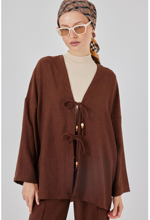 Kadın Keten Kimono İkili Takım 6727