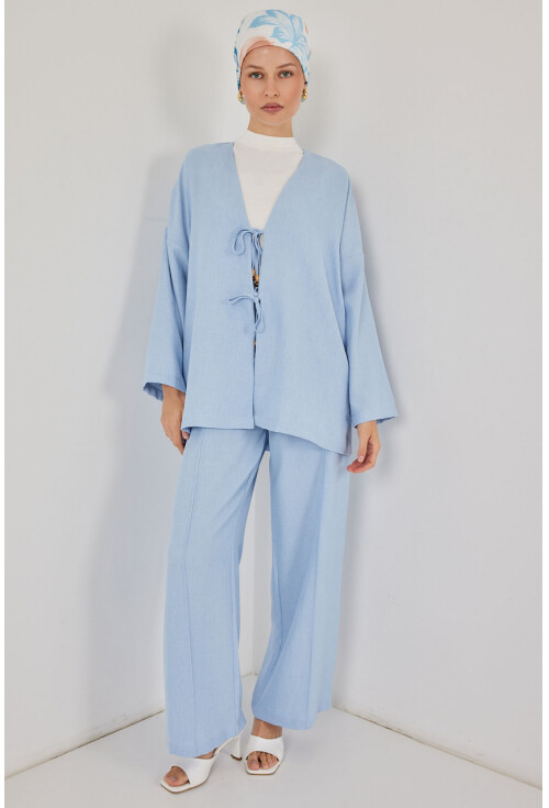 Kadın Keten Kimono İkili Takım 6727