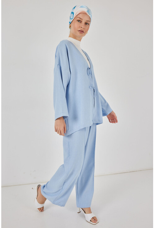 Kadın Keten Kimono İkili Takım 6727