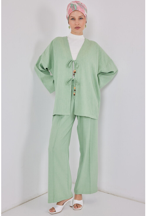 Kadın Keten Kimono İkili Takım 6727