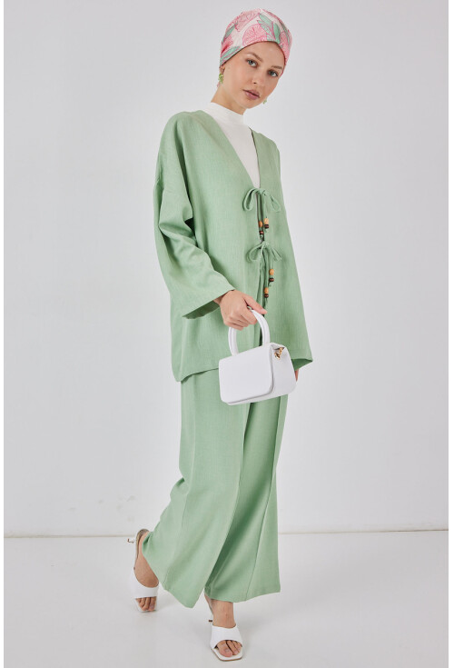 Kadın Keten Kimono İkili Takım 6727
