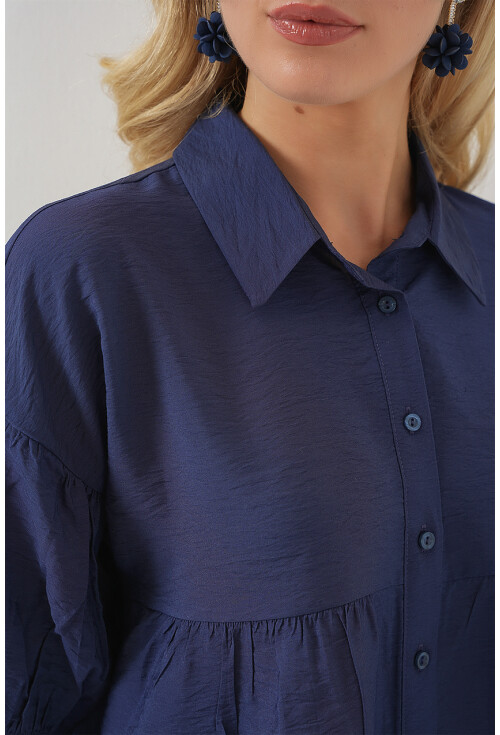 Kadın Kısa Kol Crop Gömlek 20335