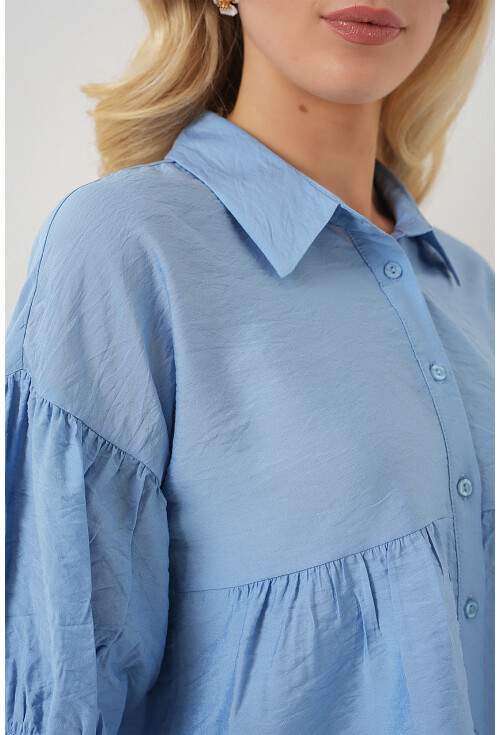 Kadın Kısa Kol Crop Gömlek 20335