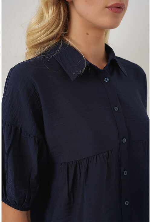 Kadın Kısa Kol Crop Gömlek 20335