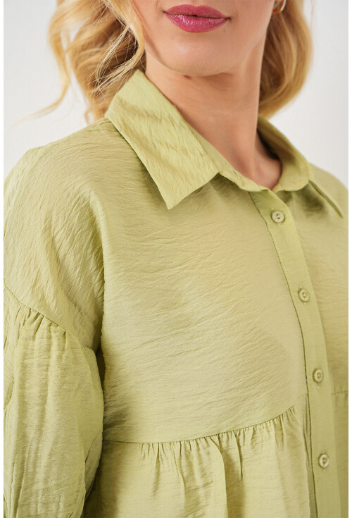 Kadın Kısa Kol Crop Gömlek 20335