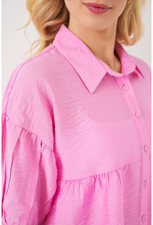 Kadın Kısa Kol Crop Gömlek 20335