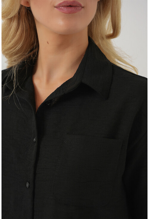 Kadın Kısa Kol Crop Gömlek 20341