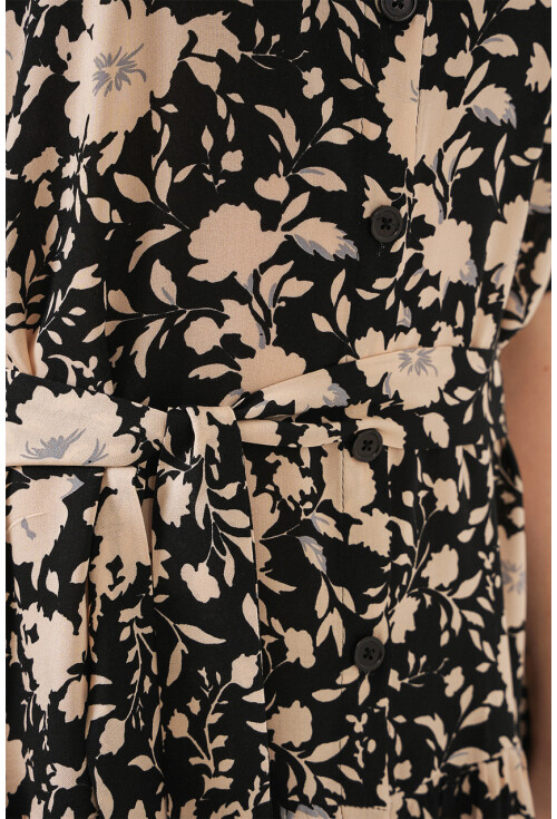 Kadın Kısa Kol Desenli Elbise 2560