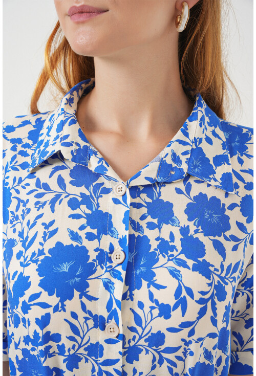 Kadın Kısa Kol Desenli Elbise 2560