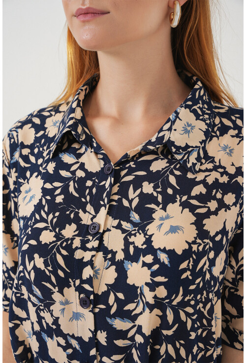 Kadın Kısa Kol Desenli Elbise 2560