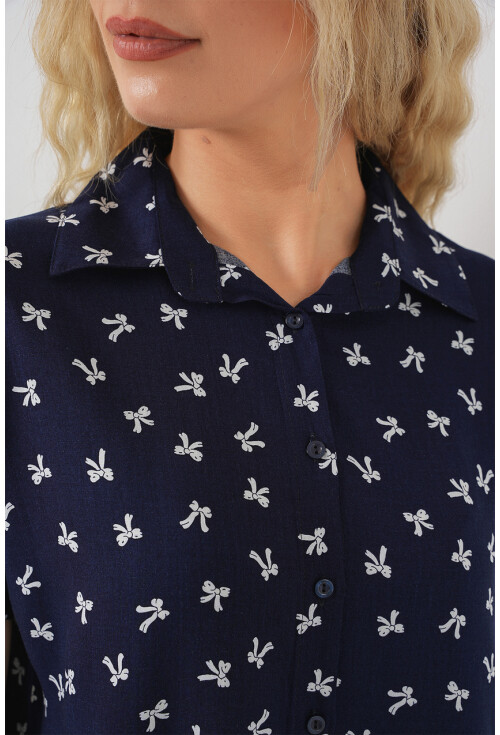 Kadın Kısa Kol Desenli Gömlek 20310