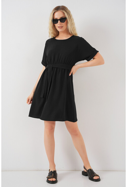 Kadın Kısa Kol Mini Ayrobin Elbise 2572