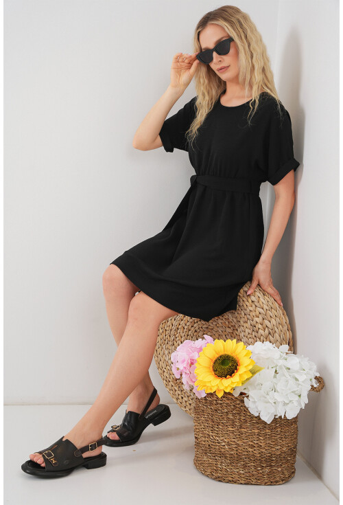 Kadın Kısa Kol Mini Ayrobin Elbise 2572