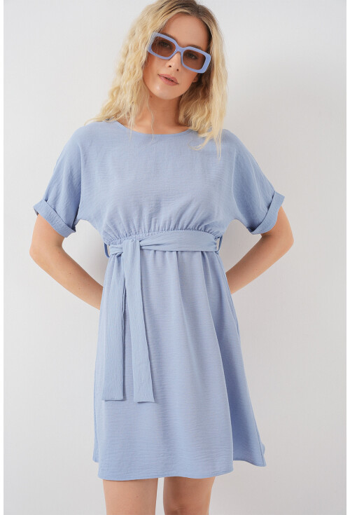 Kadın Kısa Kol Mini Ayrobin Elbise 2572