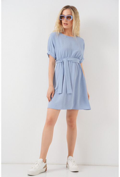 Kadın Kısa Kol Mini Ayrobin Elbise 2572