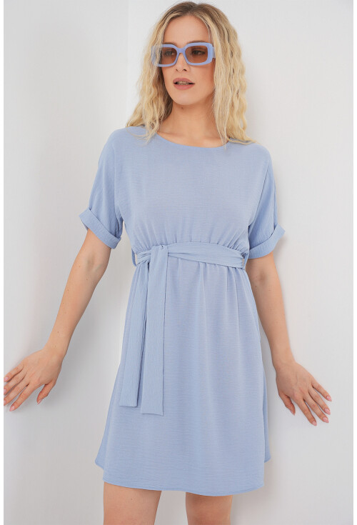 Kadın Kısa Kol Mini Ayrobin Elbise 2572