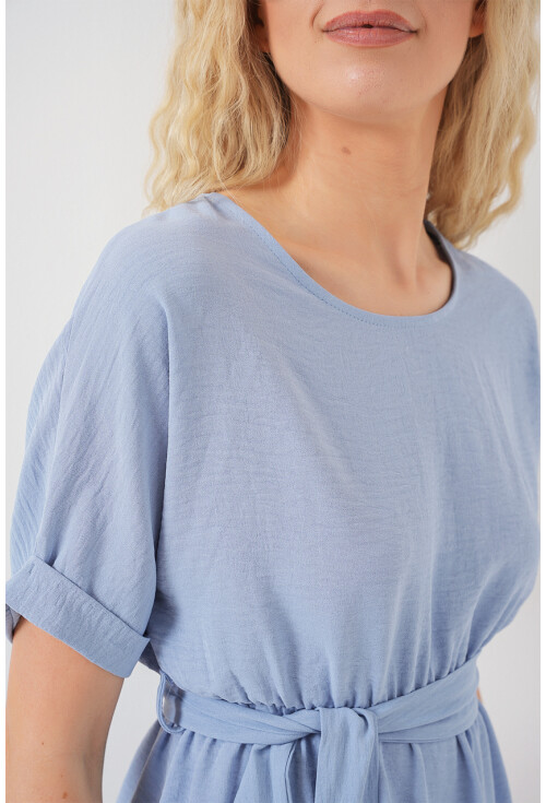 Kadın Kısa Kol Mini Ayrobin Elbise 2572