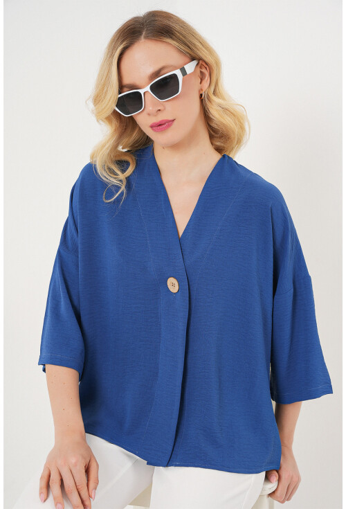 Kadın Kısa Kol Oversize Kimono 5969