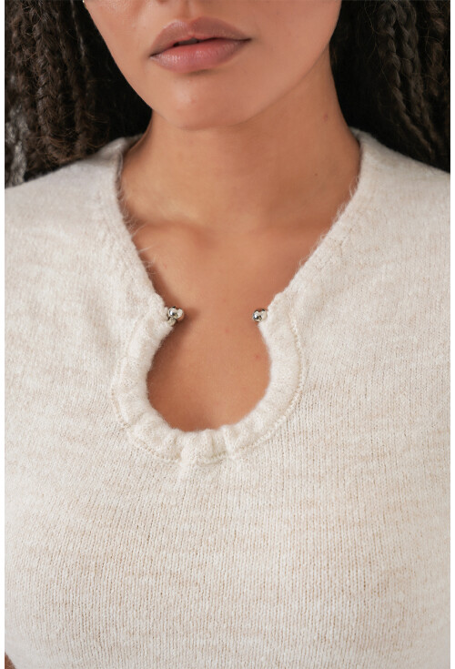 Kadın Kolye Detaylı Triko Elbise 15989