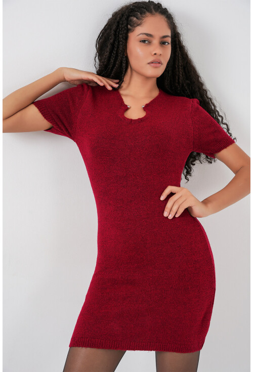 Kadın Kolye Detaylı Triko Elbise 15989
