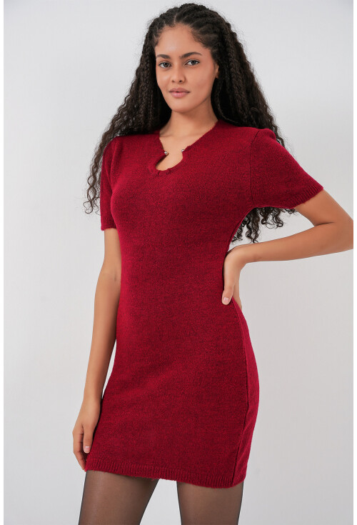 Kadın Kolye Detaylı Triko Elbise 15989