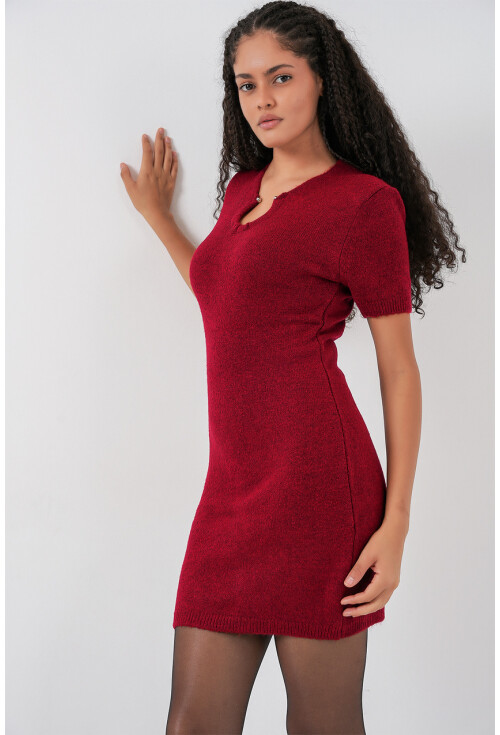 Kadın Kolye Detaylı Triko Elbise 15989