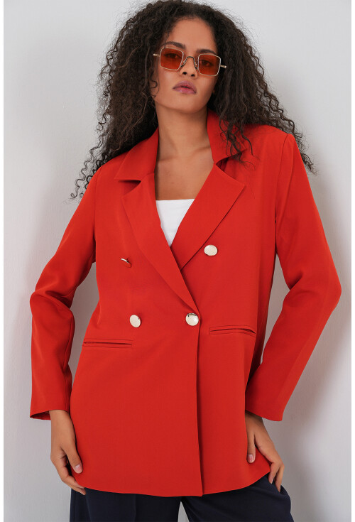 Kadın Kruvaze Yaka Blazer Ceket 0722