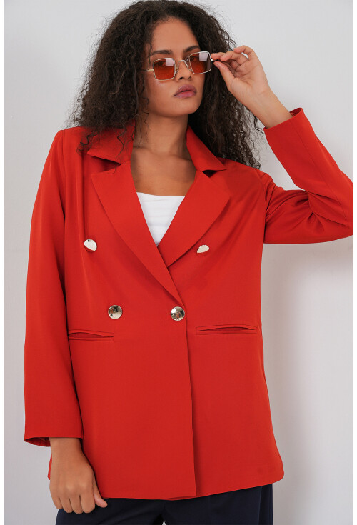 Kadın Kruvaze Yaka Blazer Ceket 0722