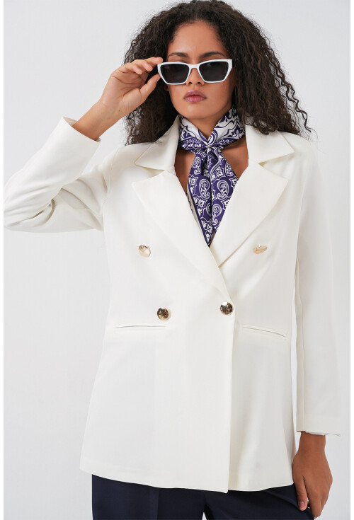 Kadın Kruvaze Yaka Blazer Ceket 0722