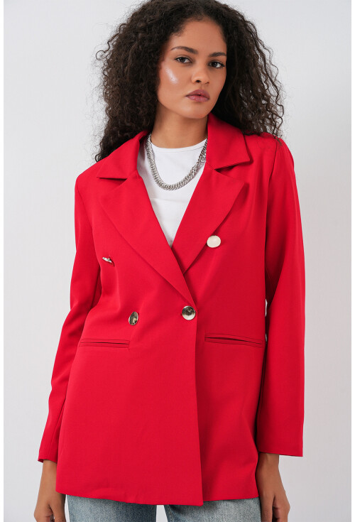 Kadın Kruvaze Yaka Blazer Ceket 0722