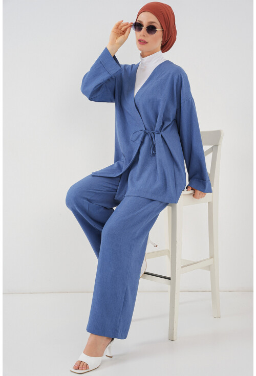 Kadın Kruvaze Yaka Kimono Alt Üst Takım 6743