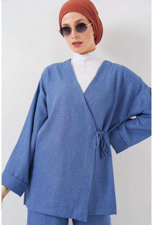 Kadın Kruvaze Yaka Kimono Alt Üst Takım 6743