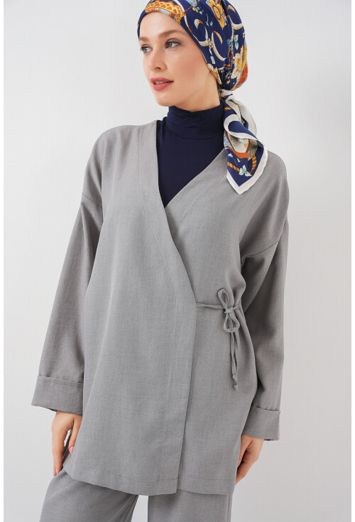 Kadın Kruvaze Yaka Kimono Alt Üst Takım 6743