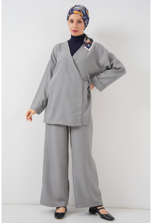 Kadın Kruvaze Yaka Kimono Alt Üst Takım 6743