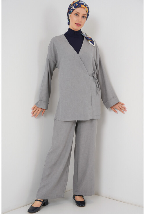 Kadın Kruvaze Yaka Kimono Alt Üst Takım 6743