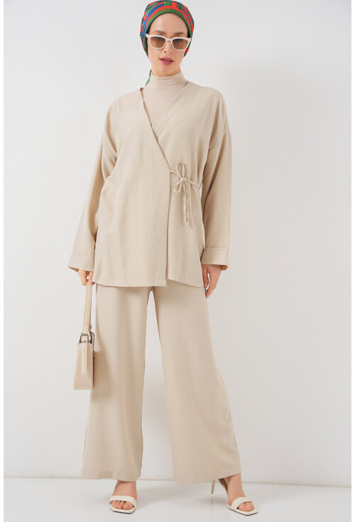 Kadın Kruvaze Yaka Kimono Alt Üst Takım 6743