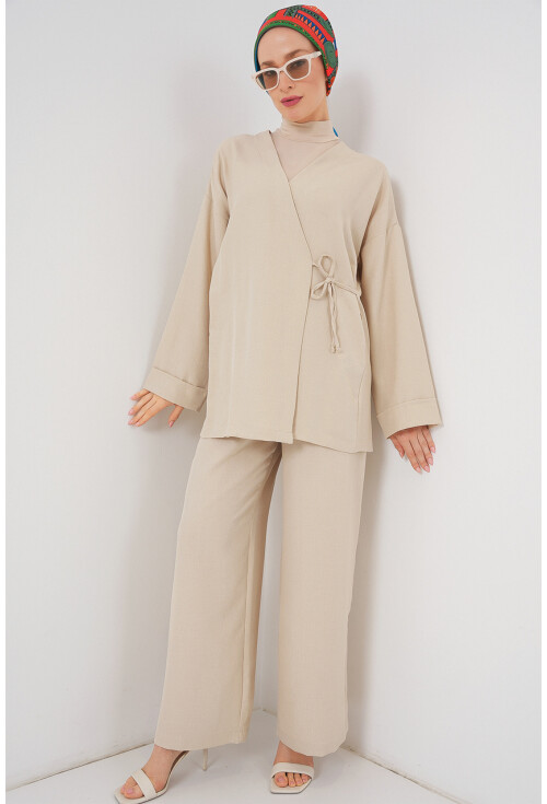 Kadın Kruvaze Yaka Kimono Alt Üst Takım 6743
