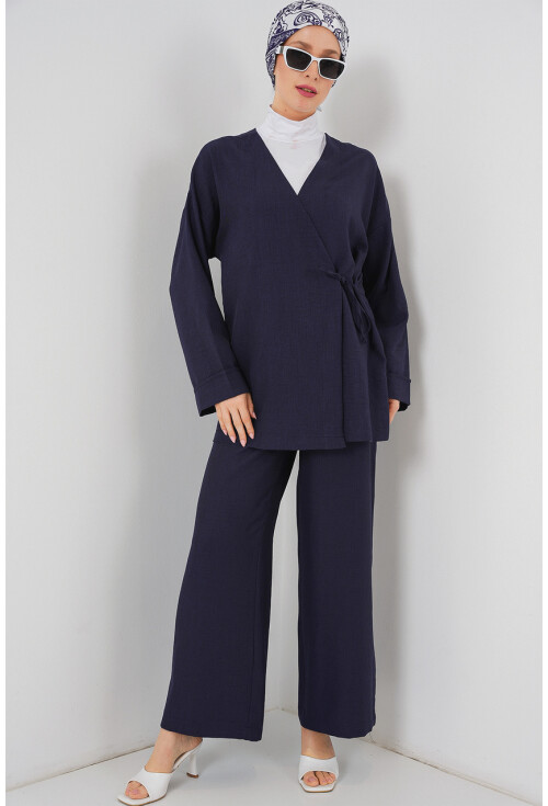Kadın Kruvaze Yaka Kimono Alt Üst Takım 6743