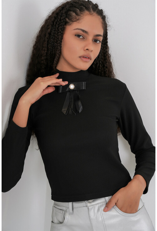 Kadın Kurdale Detay Uzun Kollu Bluz 977