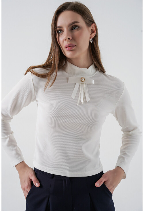 Kadın Kurdale Detay Uzun Kollu Bluz 977