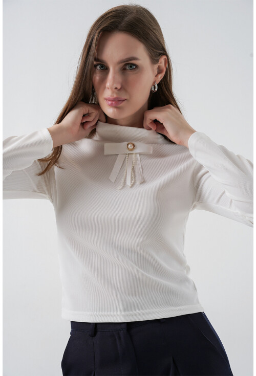 Kadın Kurdale Detay Uzun Kollu Bluz 977