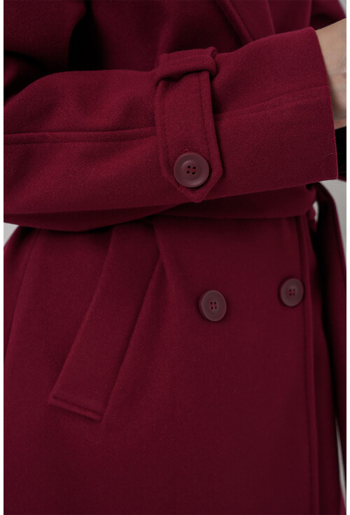 Kadın Kuşaklı Kaşe Kaban 9161