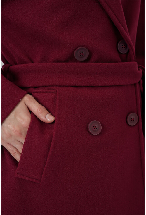 Kadın Kuşaklı Kaşe Kaban 9161