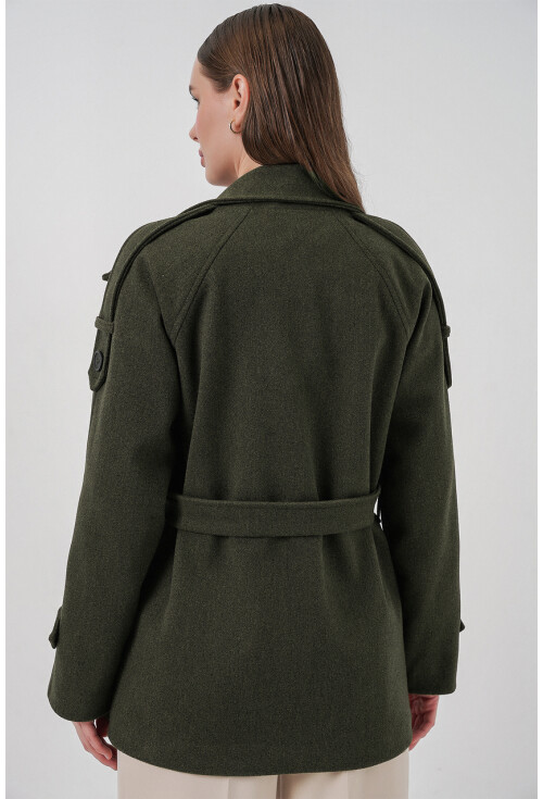 Kadın Kuşaklı Kaşe Kaban 9162