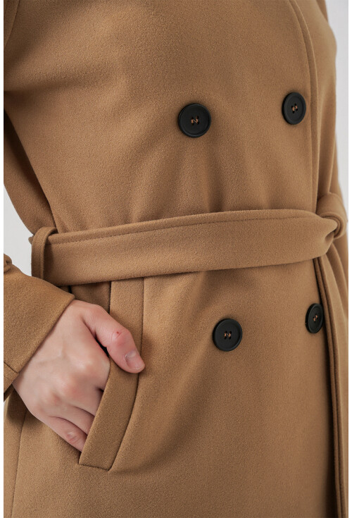 Kadın Kuşaklı Kaşe Kaban 9162