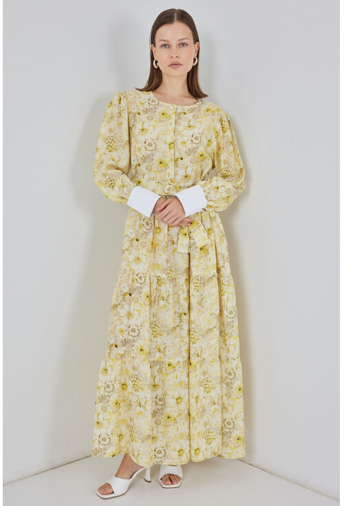 Kadın Kuşaklı Uzun Elbise 2584