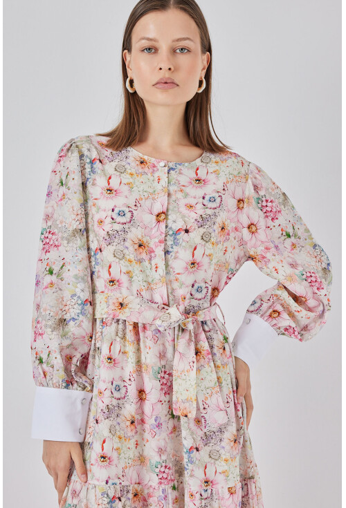 Kadın Kuşaklı Uzun Elbise 2584