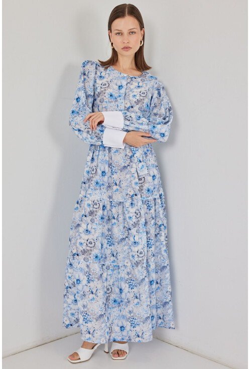 Kadın Kuşaklı Uzun Elbise 2584