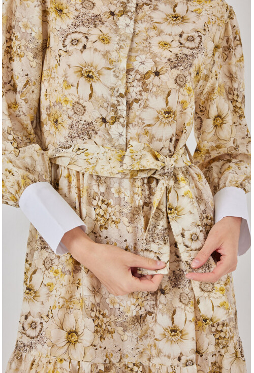 Kadın Kuşaklı Uzun Elbise 2584